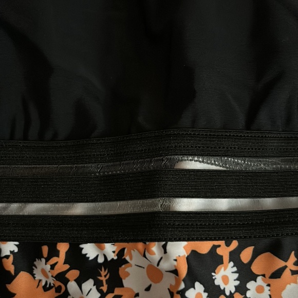 Orange and black flowered one piece bathing suit size xl - Picture 2 of 3